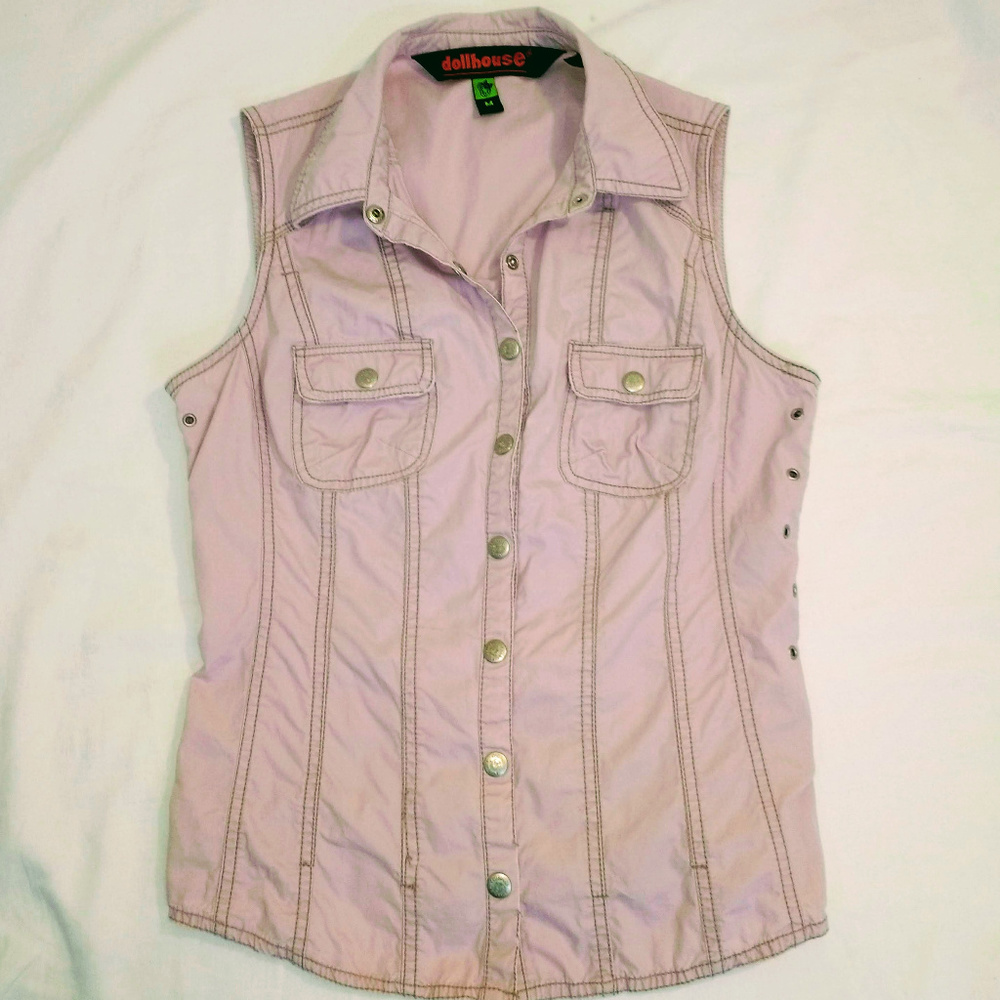 Vintage Dollhouse Blouse Fitted Sleeveless Med